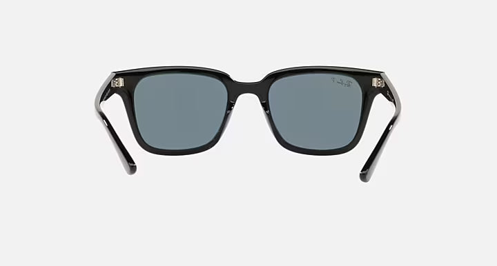 Ray-Ban RB4323 Polished black sunglasses dark blue lenses
