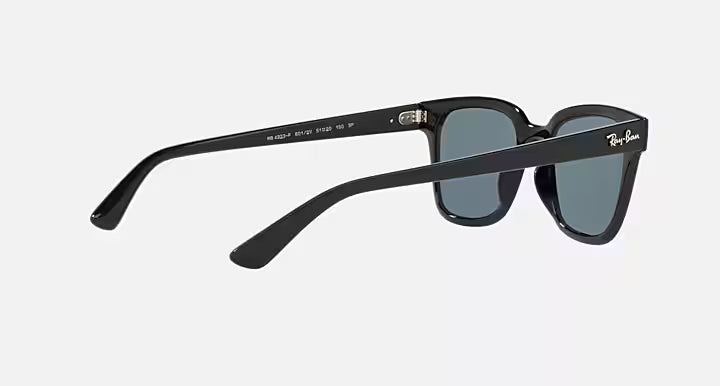 Ray-Ban RB4323 Polished black sunglasses dark blue lenses