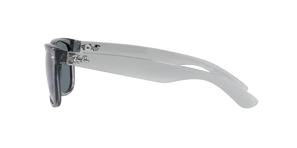 Ray-Ban RB2132 New Wayfarer Square Sunglasses, Transparent Grey/Dark Blue Polarized
