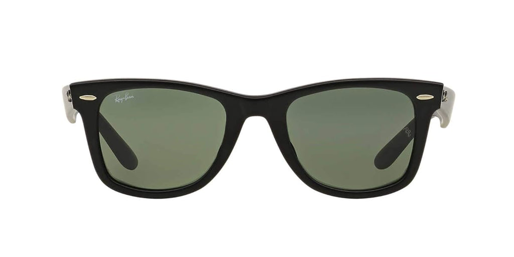 Ray-Ban RB2140F Wayfarer Sunglasses, Matte Black/G-15 Green,