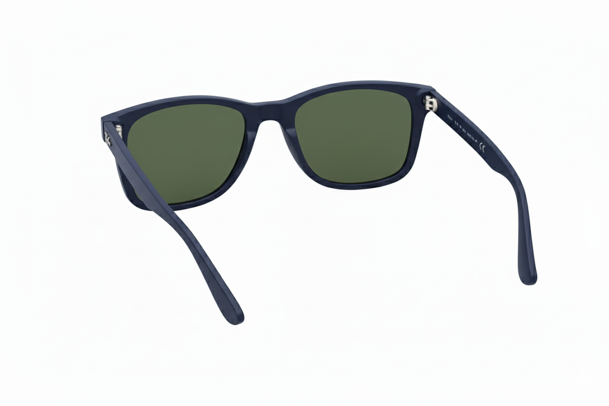 Ray-Ban RB2140 Wayfarer sunglasses matte blue frame  green lenses.