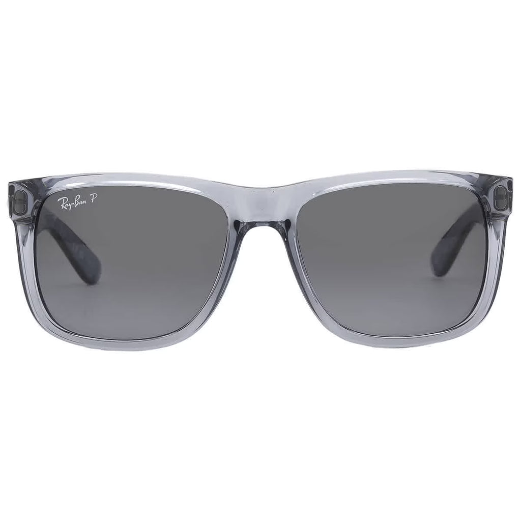 Ray-Ban RB2132 New Wayfarer Square Sunglasses, Transparent Grey/Dark Blue Polarized