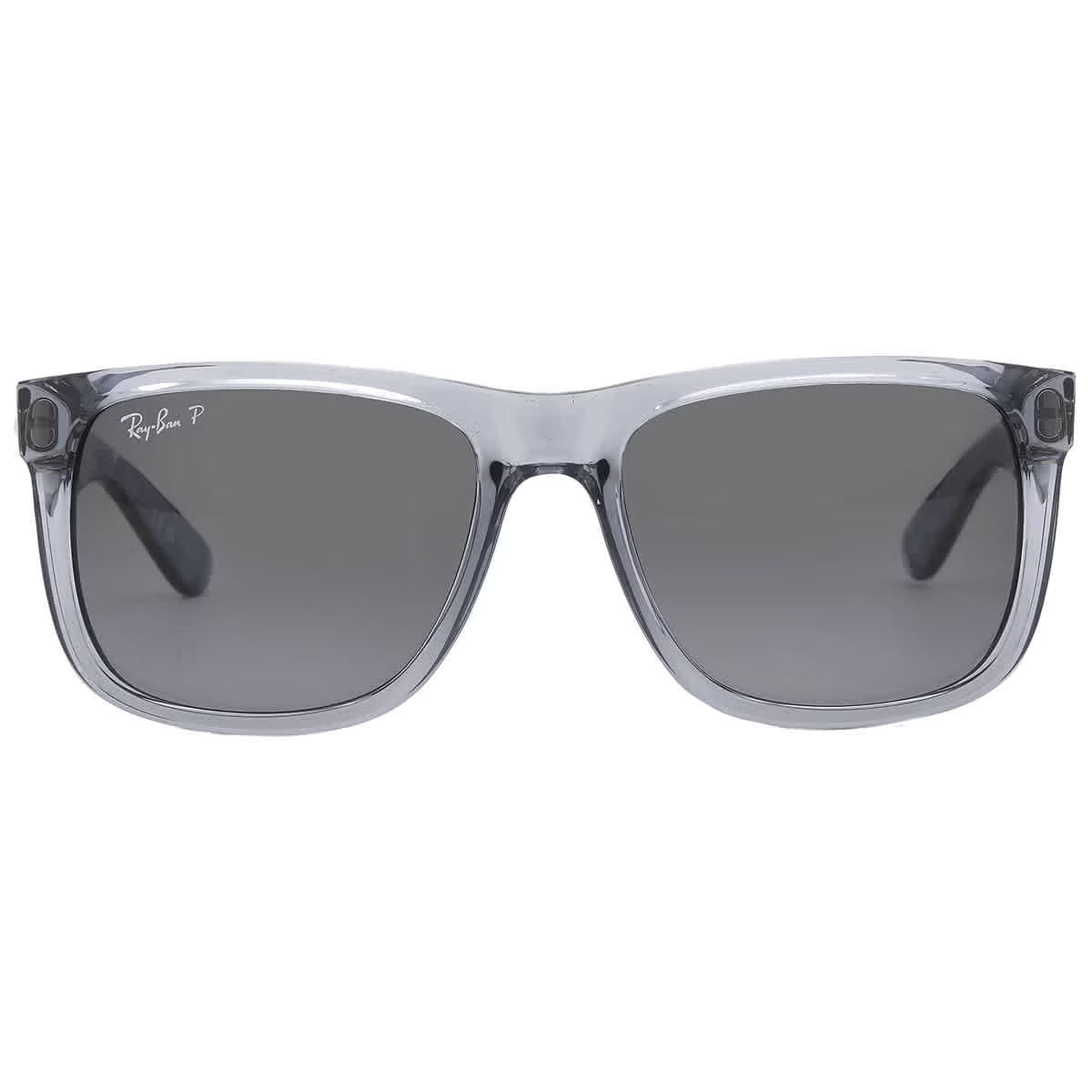 Ray-Ban RB2132 New Wayfarer Square Sunglasses, Transparent Grey/Dark Blue Polarized