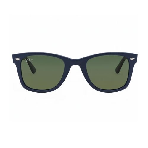 Ray-Ban RB2140 Wayfarer sunglasses matte blue frame  green lenses.